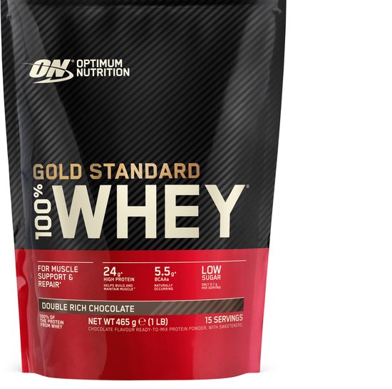 Optimum Nutrition Gold Standard 100% Whey Protein - Double Rich Chocolate - Proteine Poeder - Eiwitshake - 465 gram (15 servings) van Merkloos