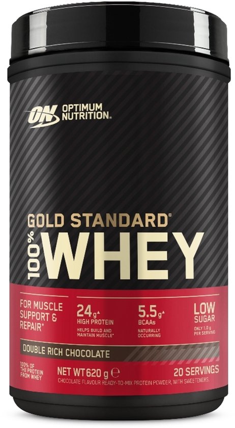 Optimum Nutrition Gold Standard 100% Whey Protein - Double Rich Chocolate - Proteine Poeder - Eiwitshake - 620 gram (20 servings)