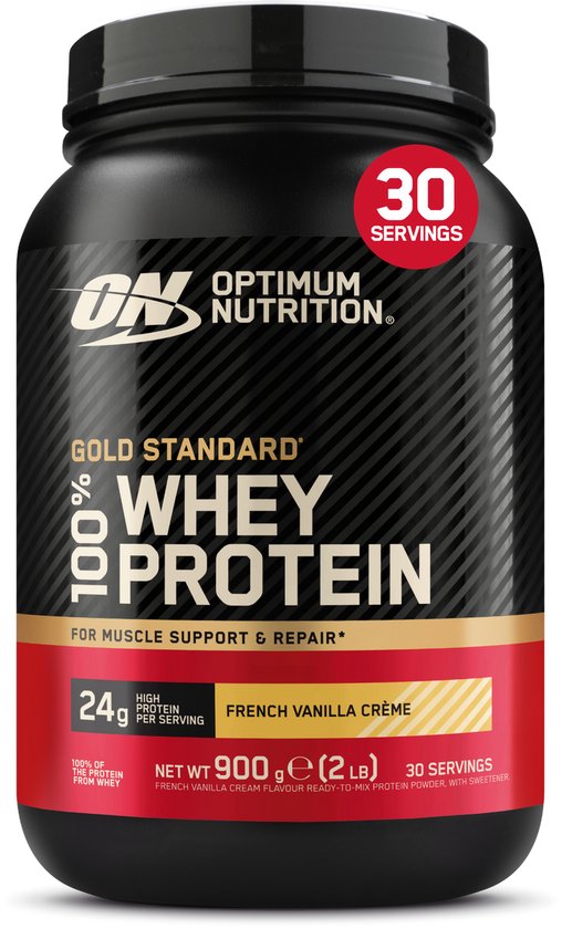 Optimum Nutrition Gold Standard 100% Whey Protein - French Vanilla - Proteine Poeder - Eiwitshake - 900 gram (28 servings) van Optimum Nutrition Gold