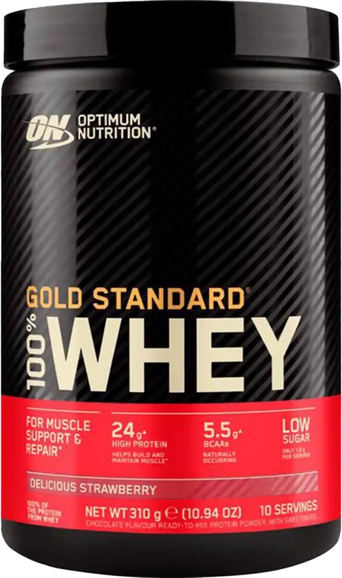 Optimum Nutrition Gold Standard 100% Whey Protein - Strawberry - Proteine Poeder - Eiwitshake - 300 gram (10 servings)