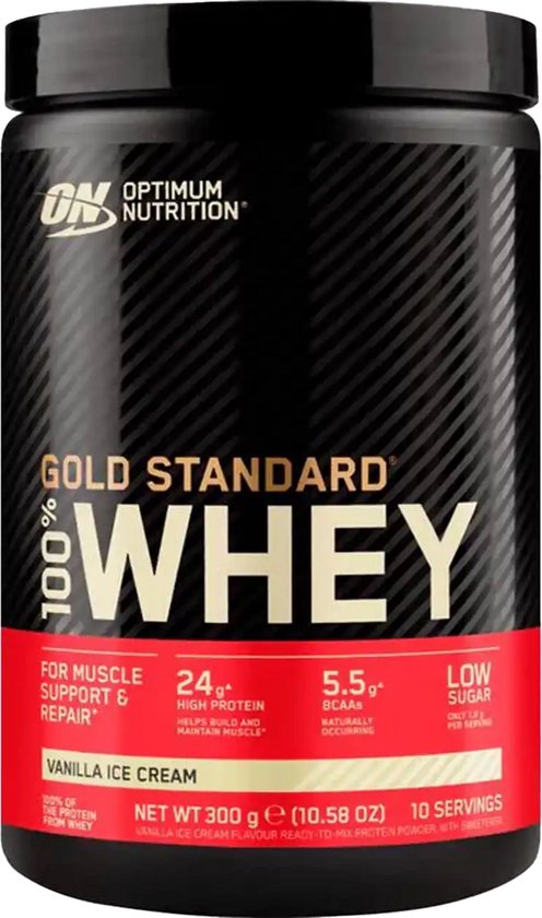 Optimum Nutrition Gold Standard 100% Whey Protein - Vanilla Ice Cream - Proteine Poeder - Eiwitshake - 300 gram (10 servings)