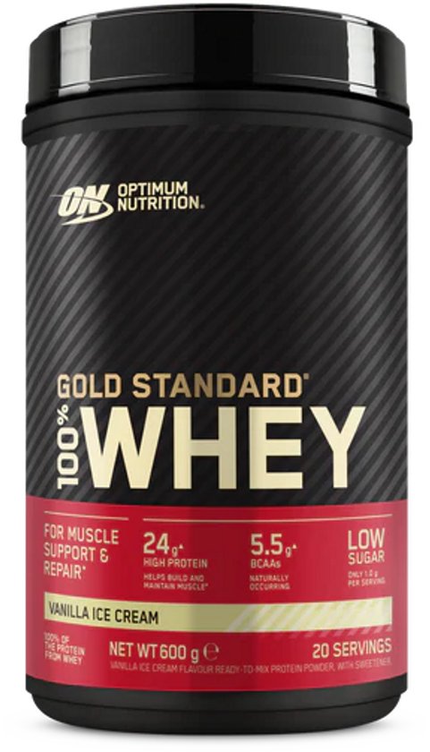 Optimum Nutrition Gold Standard 100% Whey Protein - Vanilla Ice Cream - Proteine Poeder - Eiwitshake - 600 gram (20 servings) van Merkloos