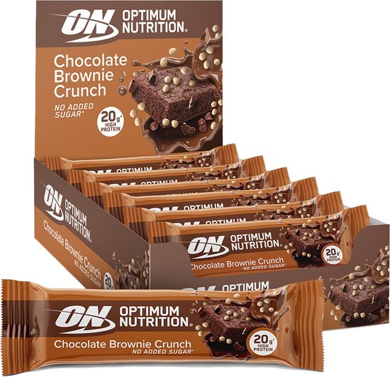 Optimum Nutrition Protein Crunch Bars - Crunchy Chocolate Brownie Proteine Repen - Vegetarisch - 10 Eiwitrepen (650 gram) van Merkloos