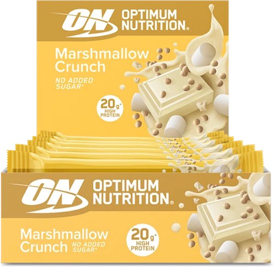Optimum Nutrition Protein Crunch Bars - Crunchy Marshmellow Proteine Repen - Vegetarisch - 10 Eiwitrepen (650 gram) van Merkloos