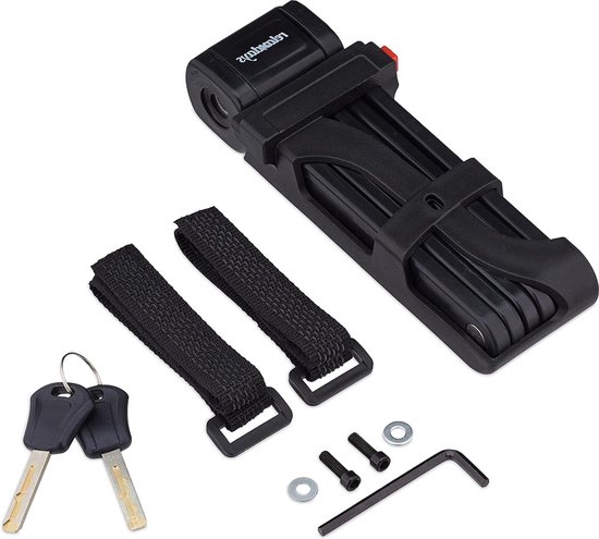 Opvouwbaar fietsvouwslot 85 cm zwart met houder en 2 sleutels - Veilig fietsslot van M-Wave