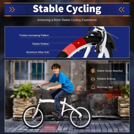 Opvouwbare Fiets – Vouwfiets – Compacte Fiets – Kinderfiets – Verstelbaar Zadel – Zes Versnellingen – Stevig Frame van Merkloos