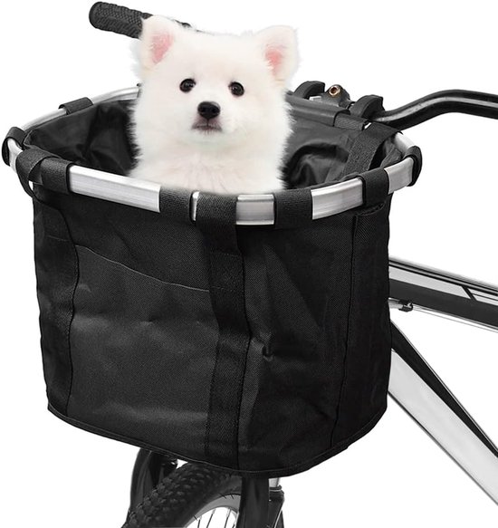 Opvouwbare Fietsmand - Hondenmand fiets voorop - Fietsmand voor Hond - Hondenmand fiets - Fietsmand - fietstas hond -Huisdiermand - hondenmand fiets - fietstas stuur -Fietsstuurmand - afneembaar - voor mountainbiken, picknicken en winkelen - Zwart van Merkloos