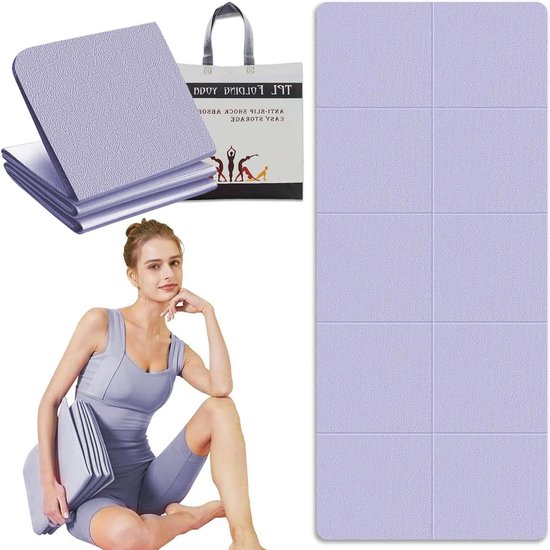 Opvouwbare reisyogamat 183 x 61 cm - Antislip yogamat inclusief tas - 6 mm dikte voor fitness, pilates, sport - Gymnastiekmat van Merkloos