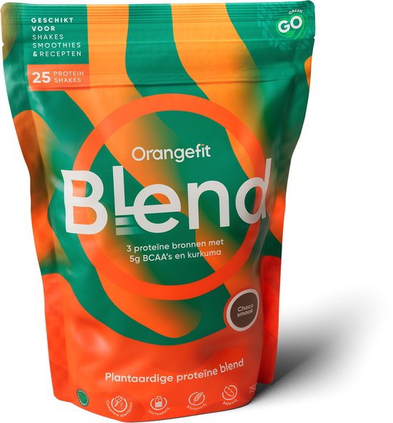 Orangefit Blend Proteine Poeder - Vegan Proteine Shake - 750g (25 shakes) - Eiwitshake Vanille - met BCAA & Kurkuma - Pre / Post Workout