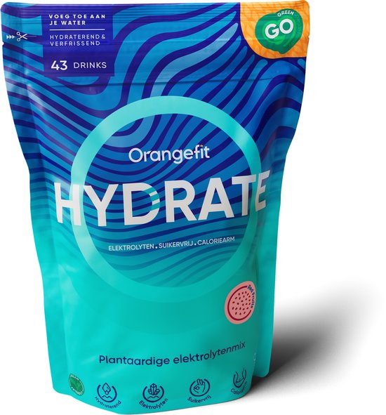 Orangefit Hydrate Elektrolytenpoeder - 300gr (40 porties) - Sportwater Met Citroensmaak - BCAA & Elektrolytes - Sportdrank Poeder van Merkloos