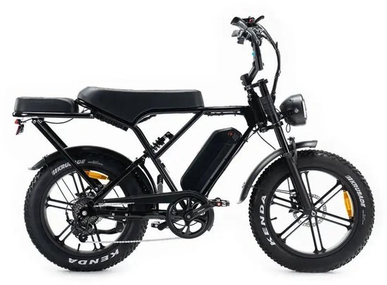 OUXI C90 Elektrische Fatbike - Inclusief Voetsteuntjes - Inclusief Achterzitje - Ingebouwd Alarmsystseem - NFC-chip - 20 Inch - 250W Motor - 7 Versnellingen - 60 km Actieradius - Hydraulische Schijfremmen - Zwart van Merkloos