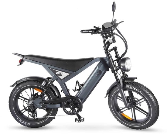 OUXI GT20 Elektrische Fatbike - Richtingaanwijzers - NFC-chip - 20 Inch - 250W Motor - 7 Versnellingen - 65 km Actieradius - Hydraulische Schijfremmen - Grijs van Merkloos