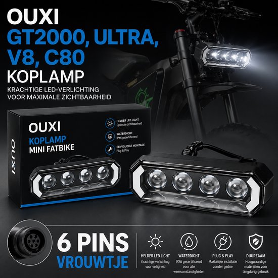 OUXI GT2000 / Ultra / V8 / C80 LED Koplamp – 6 Pins Vrouwtje - Koplamp Pro
