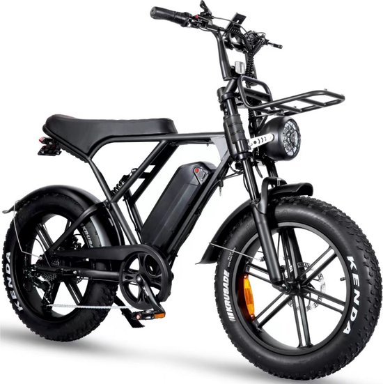 OUXI H9.3 Elektrische Fatbike - Ingebouwd Alarmsystseem - Gratis Voorrekje - Gratis Telefoontasje - 20 Inch - 250W Motor - 7 Versnellingen - 60 km Actieradius - Hydraulische Schijfremmen - Zwart van Ouxi