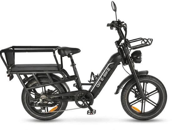 OUXI Q10 Elektrische Longtail - Fatbike - Inclusief Voorrekje - 20 Inch - 250W Motor - 7 Versnellingen - 70 km Actieradius - Hydraulische Schijfremmen - Zwart