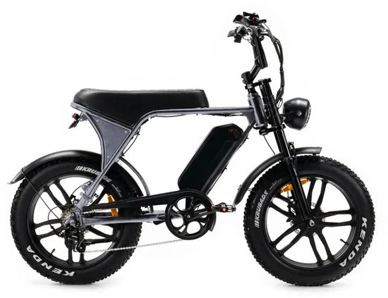 OUXI V8 Elektrische Fatbike - Ingebouwd Alarmsystseem - Inclusief Achterzitje - Inclusief Voetsteuntjes - 20 Inch - 250W Motor - 7 Versnellingen - 60 km Actieradius - Hydraulische Schijfremmen - Zwart