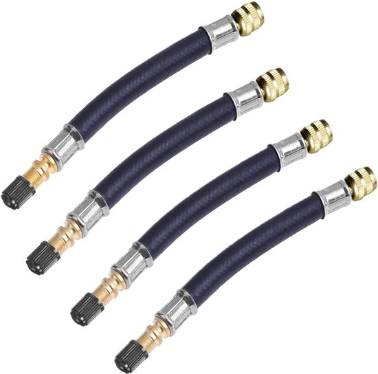 OUYLAF Flexibel ventiel verlengstuk - Verlengbuis Voor Bandenpomp - 21cm - Verlengbuis - Met dopje - autobanden - 4pcs - rubberen ventieladapter voor RV-auto， fiets，aanhanger，transit adapter