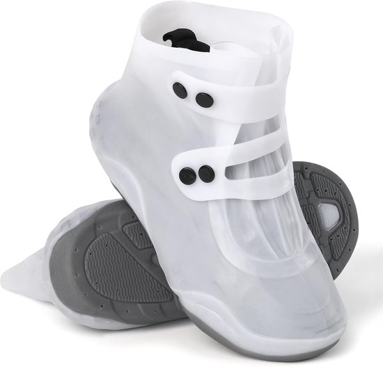 Overschoenen / Regenschoenen - Maat L （38 t/m 43）- Waterdicht - Antislip - TPE - Verstelbare Gesp - Versterkte rubberen antislipzool - herbruikbare - eco - Unisex - Voor Wandelen, Fietsen, Woon-werkverkeer & Outdoor - voor regen, sneeuw - wit
