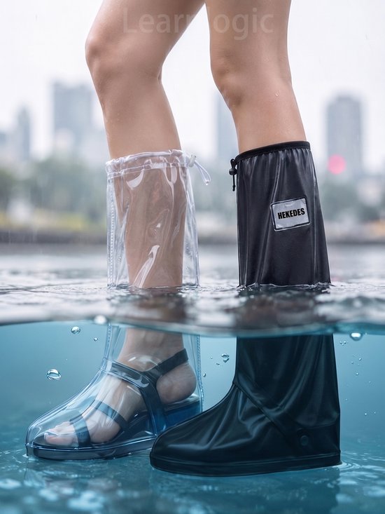Overschoenen Regenschoenen Maat XXL herbruikbare en opvouwbare regenlaarzenhoezen met ritssluiting antislip unisex zwart