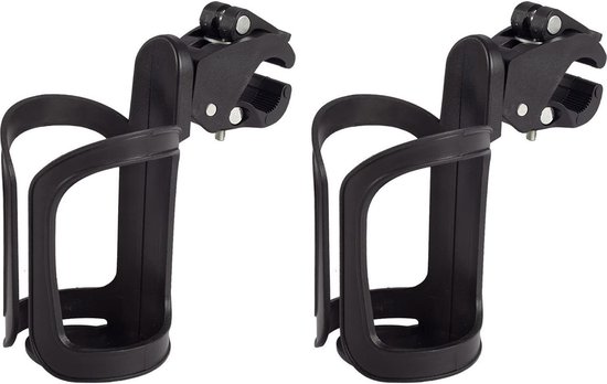Pack of 2 drink holders for prams, 360 degree rotation, dummy bottles, coffee holder, bicycle bottle holder, for bicycles, mountain bikes, pushchairs and wheelchair van Dreambaby