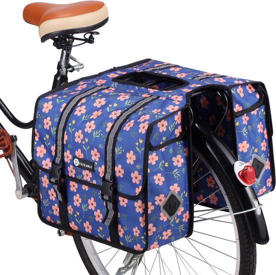 Packaway Dubbele Fietstassen - Waterdichte Fietstassen Elektrische Fiets - 36 Liter - Bleu Blossom