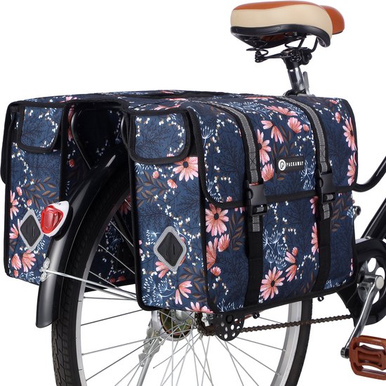 Packaway Dubbele Fietstassen - Waterdichte Fietstassen Elektrische Fiets - 36 Liter - Japanese Flower