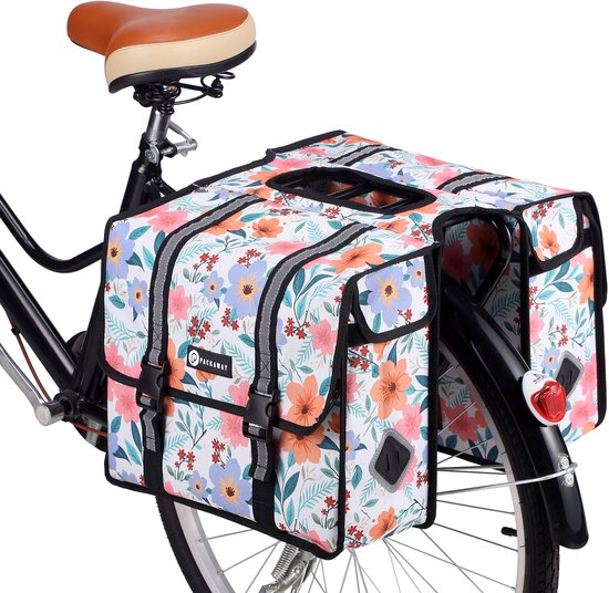 Packaway Dubbele Fietstassen - Waterdichte Fietstassen Elektrische Fiets - 36 Liter Pastel Blossom