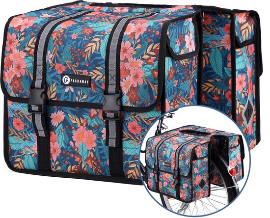 Packaway Dubbele Fietstassen - Waterdichte Fietstassen Elektrische Fiets - 36 Liter - Wild Garden