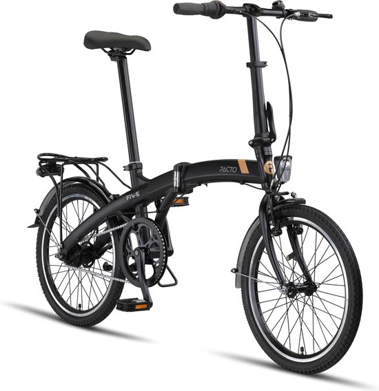 Pacto Five N7 Vouwfiets Zwart Shimano Nexus 7v Terugtraprem Plooifiets 20 inch Aluminium Folding Bike van PACTO