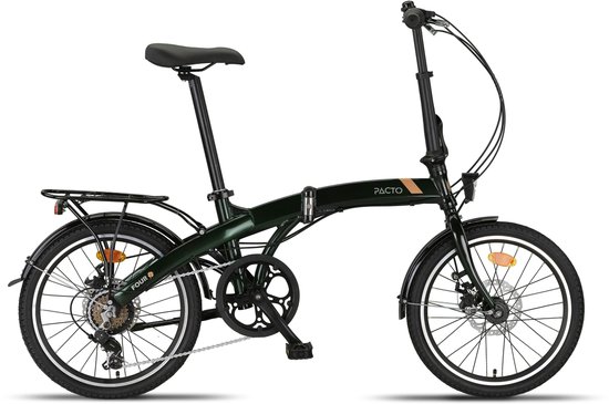 Pacto Four S Vouwfiets Groen 20 inch Shimano 6v Aluminium Schijfrem Plooifiets Folding Bike Disc van Merkloos