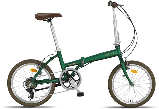 Pacto Twelve Vouwfiets Groen Shimano 6v Aluminium 20 inch Plooifiets Retro Design Folding Bike