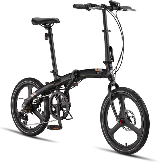 PACTO TWO FOLDING BIKE BLACK 6v VOUWFIETS PLOOIFIETS SHIMANO ALUMINIUM SCHIJFREM DISC van PACTO