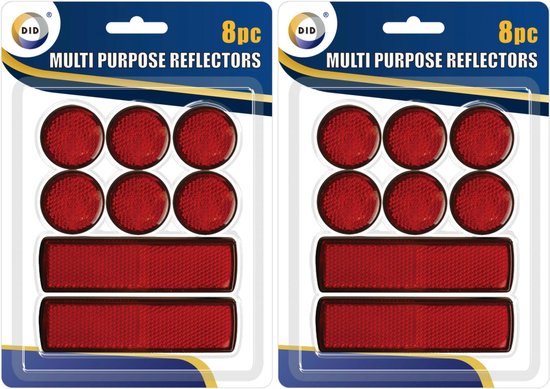 Pakket van 24x multifunctionele zelfklevende rode reflectoren/fietsreflectoren - Fiets accessoires/veiligheid/zichtbaarheid van Merkloos