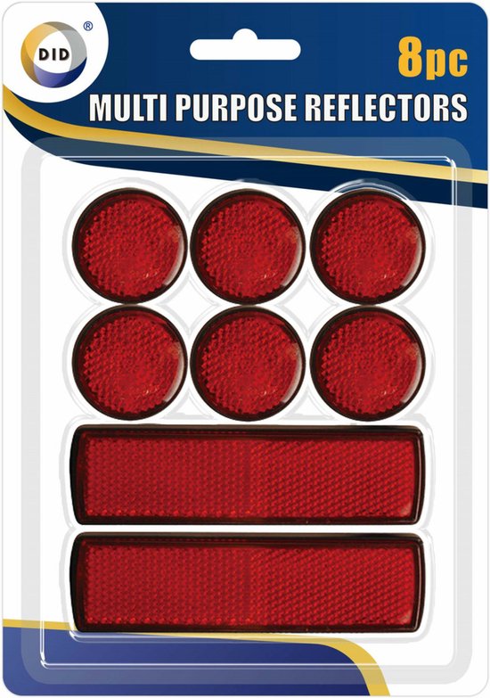 Pakket van 8x multifunctionele zelfklevende rode reflectoren/fietsreflectoren - Fiets accessoires/veiligheid/zichtbaarheid van SportX