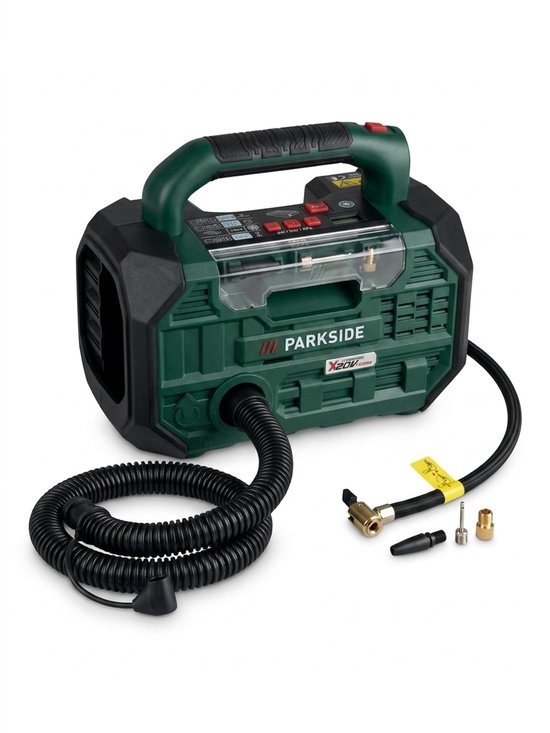 Parkside Accu Compressor en Luchtpomp - 20V - Werkdruk: 10,3 bar - Luchtdebiet: max. 380 l/min. - Exclusief accu en snellader