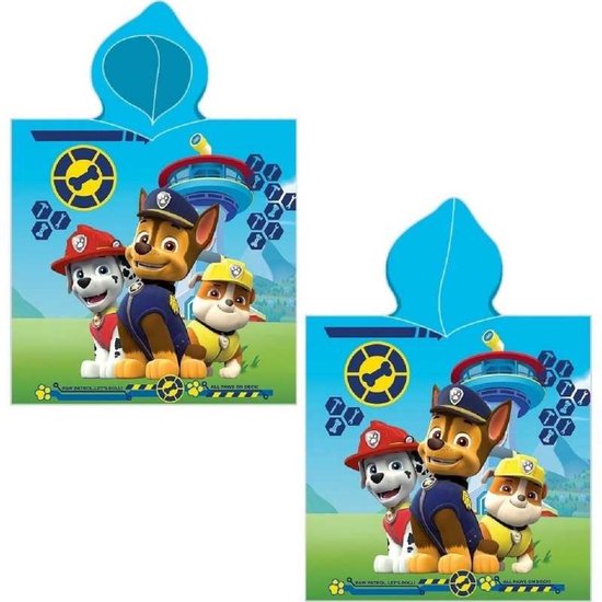 PAW Patrol badponcho - 50 x 100 cm. - Paw poncho handdoek - sneldrogend van PAW Patrol
