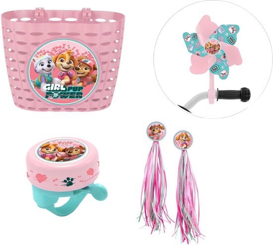 Paw Patrol Fiets accessoires ; Mand, Bel, Franjes en Molen