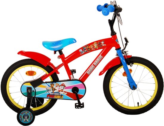 Paw Patrol Kinderfiets - Jongens - 16 inch - Rood Blauw van PAW PATROL