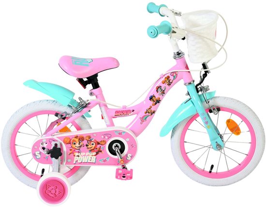 Paw Patrol Kinderfiets - Meisjes - 14 inch - Roze - Twee handremmen