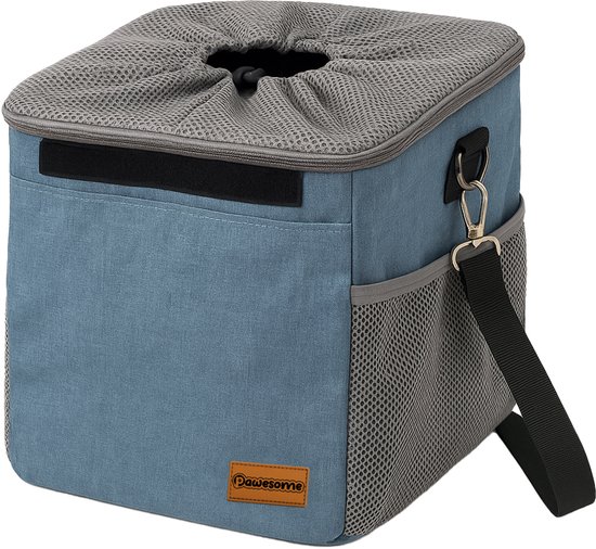 Pawesome - Fietsmand voor honden - Extra veilig - Fietsmand hond voorop - 3-in-1 Fietsmand, schoudertas & Rugtas - Stevige Afneembare Hondenmand - 30x40x35 - Blauw