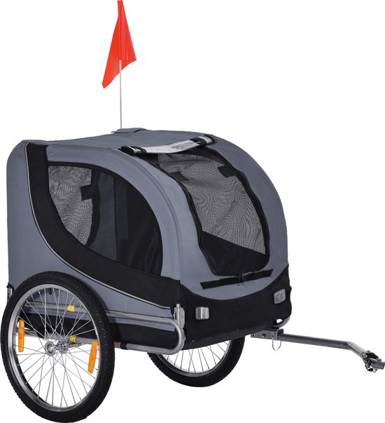 PawHut Hondenkar fietskar hondenfietskar grijze regenhoes D00-050 van PawHut