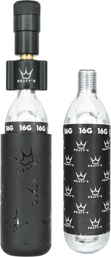 Peaty's Holeshot CO2 Tyre Inflator Road & Gravel (16g) Zwart van Peaty's