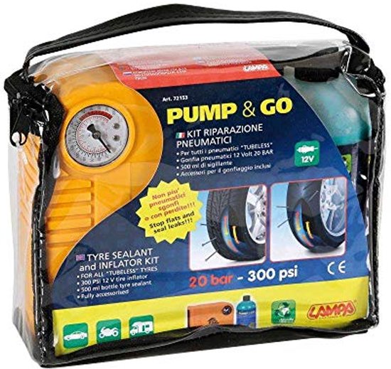 Pechset voor tubeless banden met 12V compressor