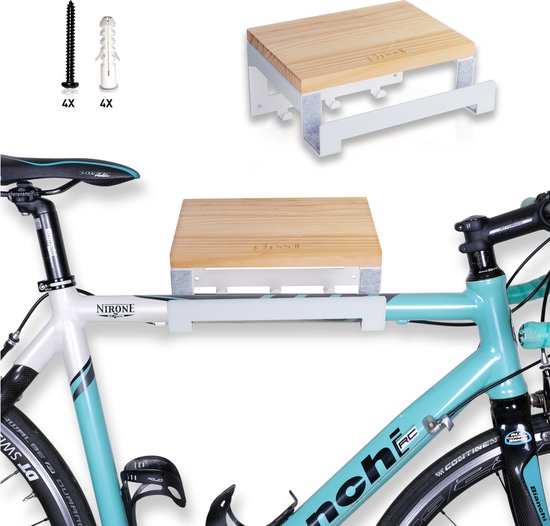 pedl - Fiets Ophangsysteem - Muurbeugel Racefiets - Fietsbeugel Hout - Ophangbeugel voor MTB e-bike stadsfiets van Pedl