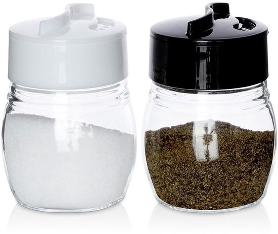Peper en zout vaatje - set - 5 x 7 cm - glas - strooiers - zoutvaatje - pepervaatje - Peper en zout stel