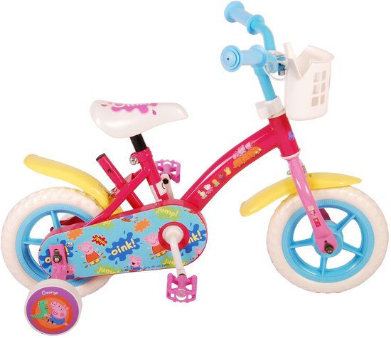 Peppa Pig Kinderfiets - Meisjes - 10 inch - Roze/Blauw - Doortrapper van Peppa Pig