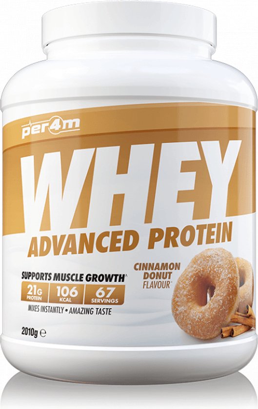 Per4m - Advanced Whey Protein - Cinnamon Donut - Proteine poeder - Eiwit shake - Eiwitpoeder - 2.01kg - Whey Protein - Eiwitshakes - Whey Proteine - Protein - Proteine - Proteine Shake - Shake - Fitness - Krachttraining - Gym