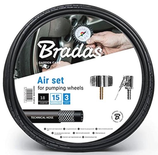 Perslucht Bandenpomp Set 18m met Koppelingen en Accessoires
