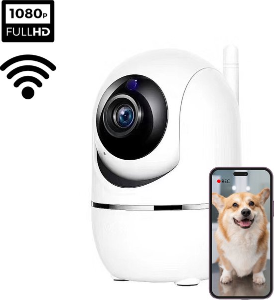 Petcam - Huisdiercamera - Hondencamera Met App - Bewakingscamera Voor Binnen - Babyfoon Met Camera - Indoor Camera - Wifi - HD - Voor Alle Huisdieren - Wit van Petcam