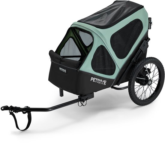 PETRIVE Hondenfietskar 2-in-1 – Opvouwbare Fietskar en Transportkennel – Voor Hond en Kat tot 30 kg – Groen